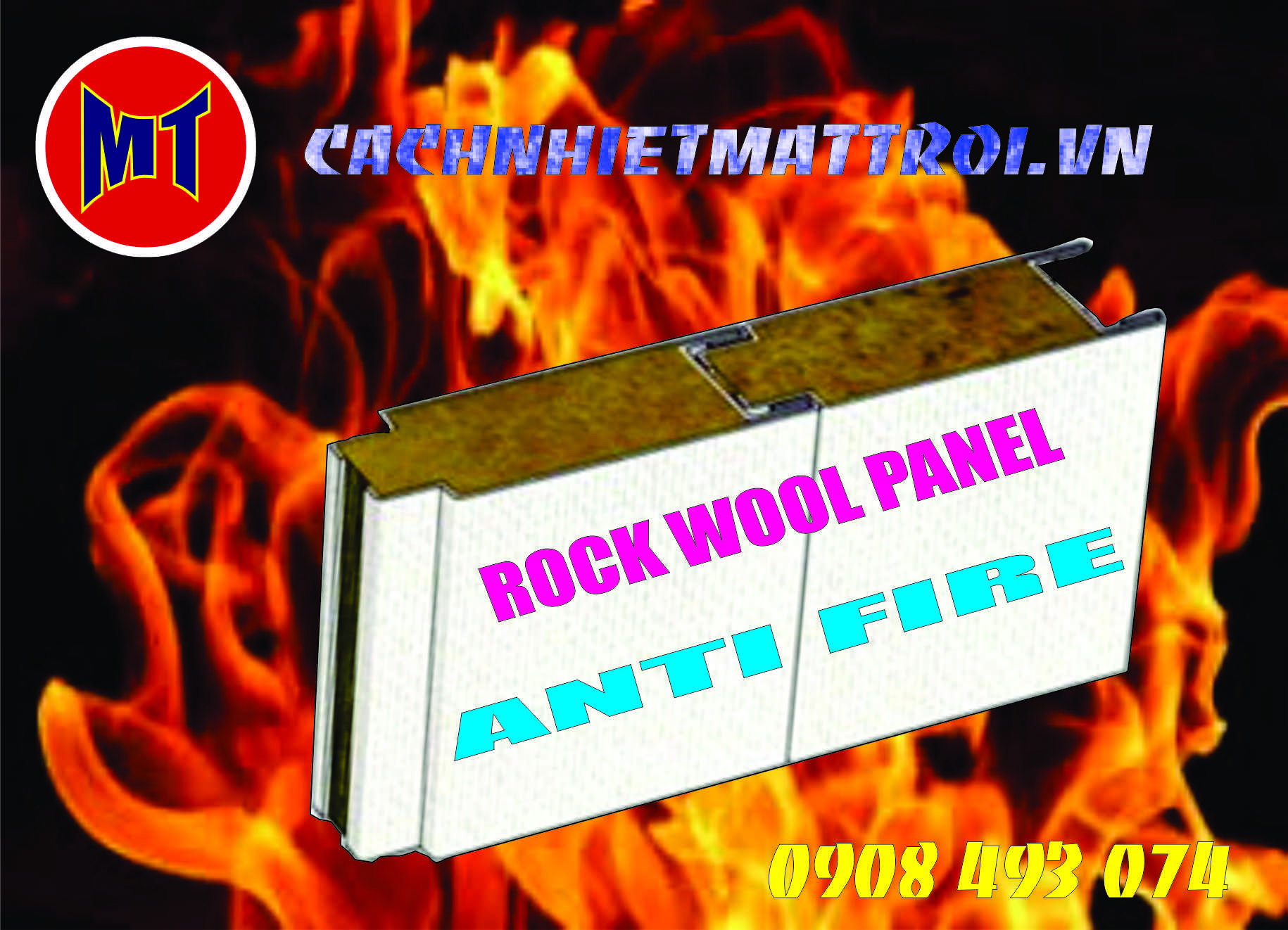 hình 3 Tấm cách nhiệt Panel 2 mặt tôn lõi bông Rockwool chống cháy